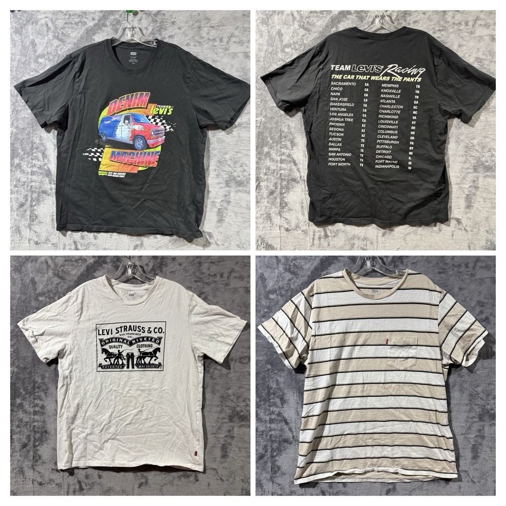 Levis T-Shirts Graphic Print Short Sleeve 100% Cotton Men's Large Lot (3)